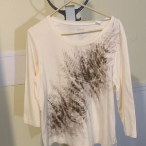 Elegant Cream and Brown Patterned Blouse